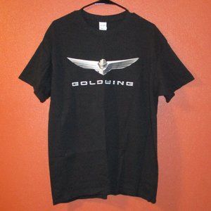 Honda Goldwing Men Large Black White Motorcycle Riding Short Sleeve Shirt